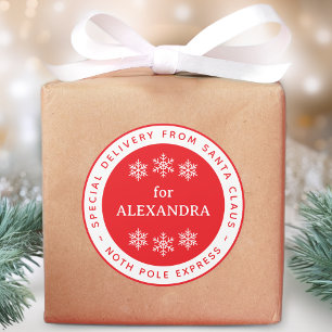 Sticker Rond Livraison spéciale de Père Noël Pôle Nord Nom