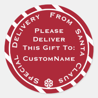 Sticker Rond Livraison spéciale du cadeau de Noël du Père Noël