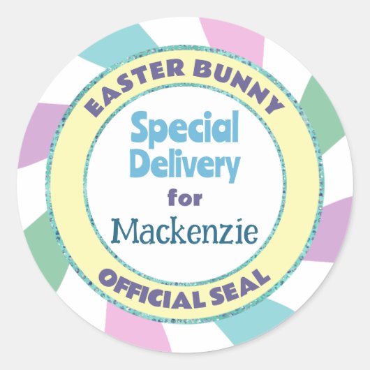 Sticker Rond Livraison spéciale du lapin de Pâques (Devant)