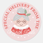 Sticker Rond Livraison Spéciale Du Pôle Nord Mme Claus (Devant)