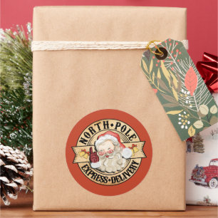 Sticker Rond Livraison spéciale du Pôle Nord Père Noël