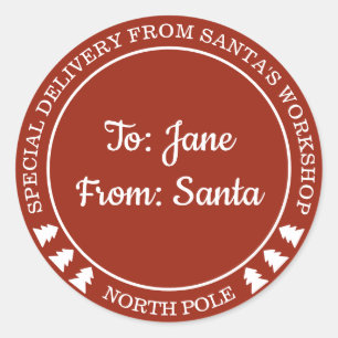 Sticker Rond Livraison spéciale personnalisée de Père Noël