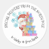 Sticker Rond Livraison spéciale personnalisée du pôle Nord (Devant)