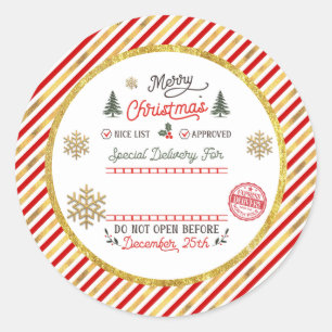 Sticker Rond Livraison spéciale personnalisée Père Noël Pôle No