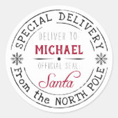 Sticker Rond Livraison spéciale personnalisée Pôle Nord Père No (Devant)