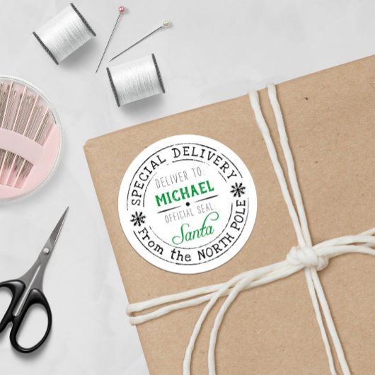 Sticker Rond Livraison spéciale personnalisée Pôle Nord Père No