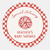 Sticker Rond Livraison spéciale Pizza italienne Baby shower Fav (Devant)