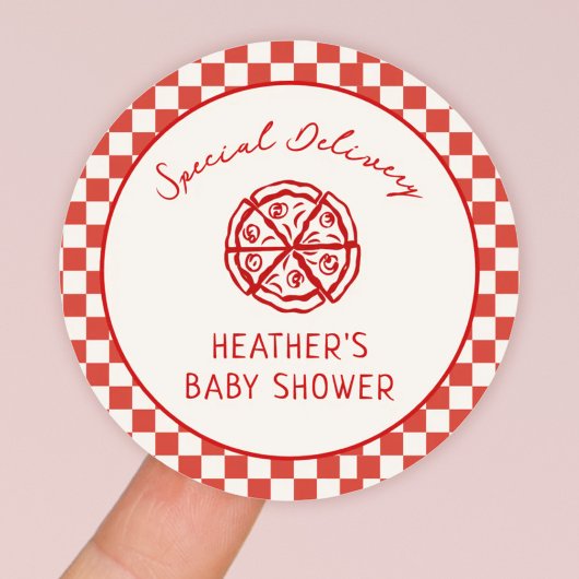 Sticker Rond Livraison spéciale Pizza italienne Baby shower Fav