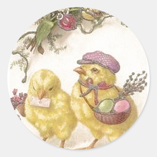Sticker Rond Livraison spéciale Poussins de Pâques (Devant)