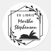 Sticker Rond Livre amant's Modern Botanical Geometry Ex Libris (Devant)