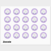 Sticker Rond Livre blanc Chat violet drôle (Feuille)