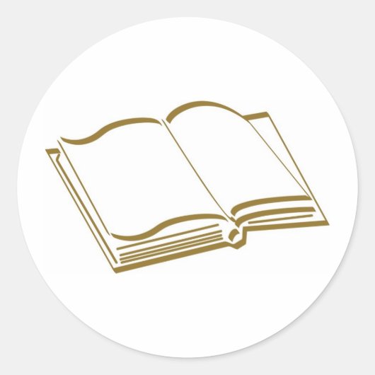 Sticker Rond Livre blanc de ligne calligraphique Brown (Devant)