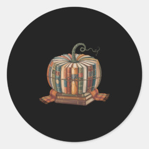 Sticker Rond Livre d'automne Citrouille Halloween Professeur Bi