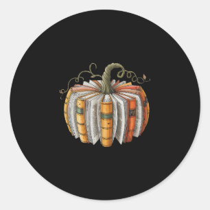 Sticker Rond Livre d'automne Citrouille Halloween Professeur Bi