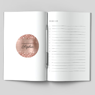 Sticker Rond Livre de calligraphie élégant en feuille de rose p