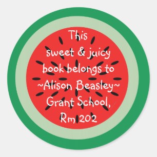 Sticker Rond Livre De Cartoon D'Art De Watermelon Appartient À