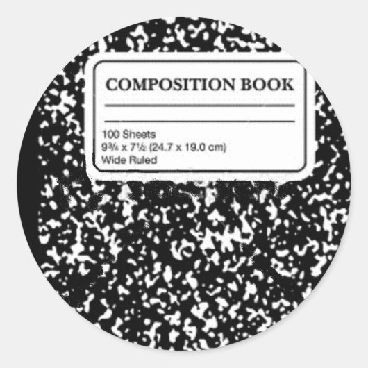 Sticker Rond Livre de composition/Étudiant-Enseignant (Devant)