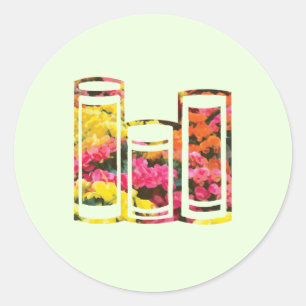Sticker Rond Livre de fleurs Begonia, jaune et rose