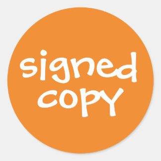 Sticker Rond Livre de l'auteur Signé Copie orange