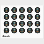 Sticker Rond Livre de lecture de Reader Bookish mignon Éffrayan (Feuille)