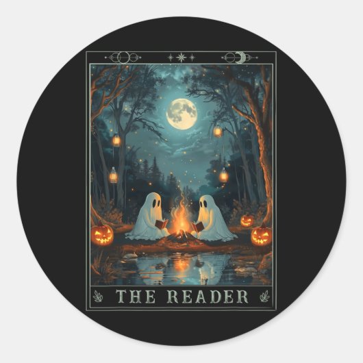 Sticker Rond Livre de lecture de Reader Bookish mignon Éffrayan (Devant)