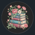 Sticker Rond Livre de l'enseignant Lover Retour à Fleurs sauvag<br><div class="desc">Livre de l'enseignant Lover Retour à Fleurs sauvages de l'école Vintage</div>