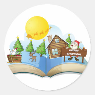 Sticker Rond Livre de Noël