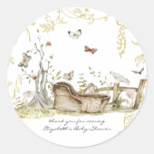 Sticker Rond Livre d'histoires | Baby shower forestier (Devant)
