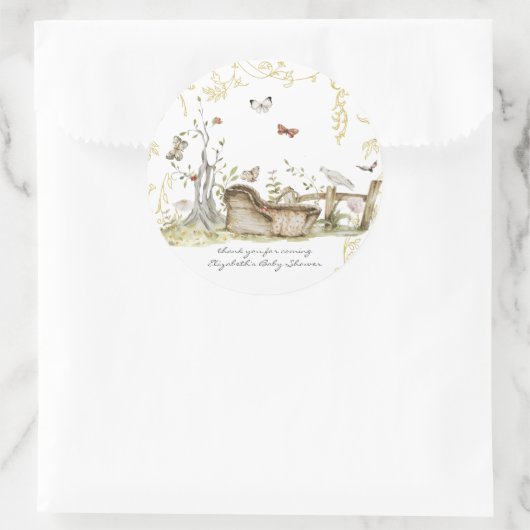 Sticker Rond Livre d'histoires | Baby shower forestier (Sac)