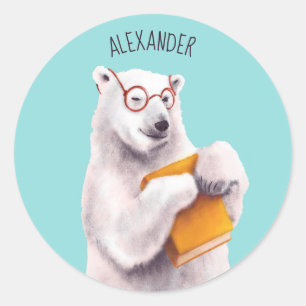 Sticker Rond Livre d'ours polaire Lover Nerdy