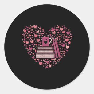 Sticker Rond Livre Heart Book Reader Livre cadeau ver livre Ner