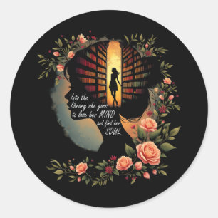 Sticker Rond Livre Lecture ver livre Lover Women Girls Libra