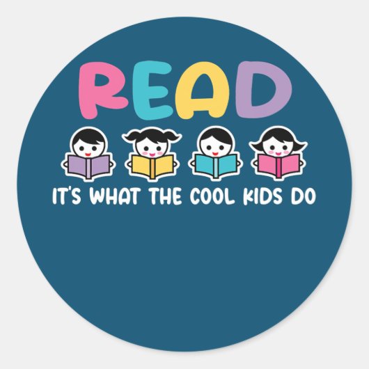 Sticker Rond Livre Lover Lecture Cool Enfants Professeur Biblio (Devant)