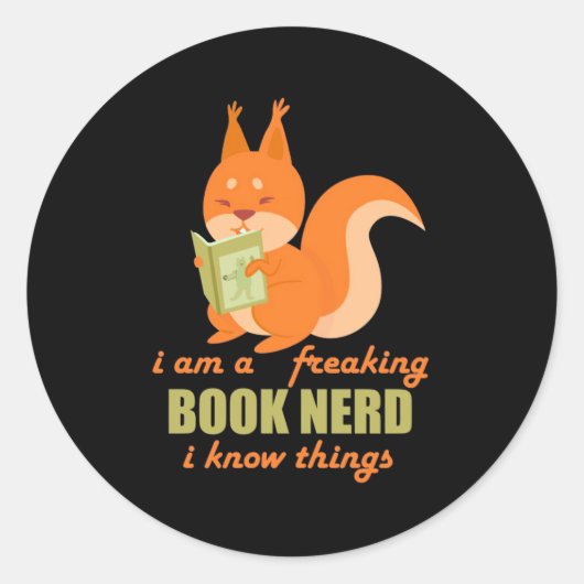 Sticker Rond Livre Nerd écureuil (Devant)