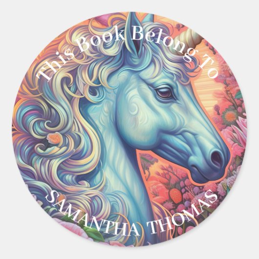 STICKER ROND LIVRE UNICORN MAGIQUE (Devant)