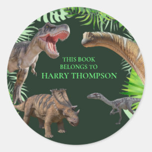 Sticker Rond LIVRE World Dinosaures jungle
