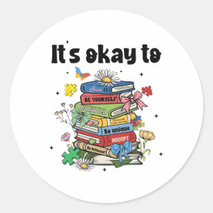 Sticker Rond Livres Autisme Coquette Bow