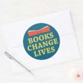 Sticker Rond Livres Changer la vie (Enveloppe)