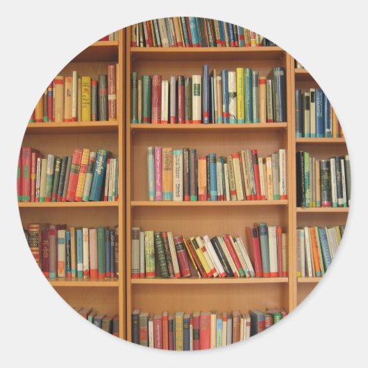 Sticker Rond Livres dans la bibliothèque (Devant)