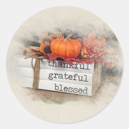 Sticker Rond Livres d'automne Jeu d'oreiller (Devant)