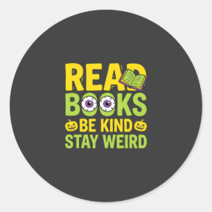 Sticker Rond Livres de lecture d'Halloween Soyez gentil Restez