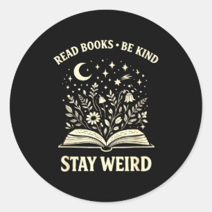 Sticker Rond Livres de lecture drôles soyez gentils restez biza