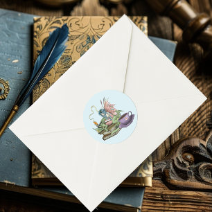Sticker Rond Livres de thé d'amitié de fée dragon