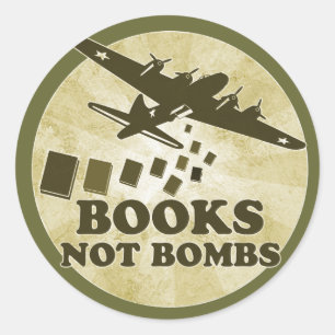 Sticker Rond Livres et non bombes