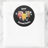 Sticker Rond Livres rétro mignons - Lire Livres interdits (Sac)