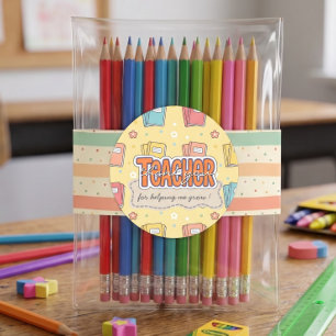 Sticker Rond Livres Scolaires Professeur Jaune Motif