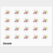 Sticker Rond Livreur de pizza sur scooter rouge (Feuille)