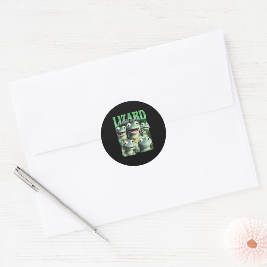 Sticker Rond Lizard Lizard Lizard Funny meme Lizard Bootleg Wei (Enveloppe)