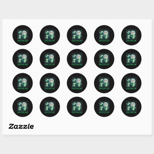 Sticker Rond Lizard Lizard Lizard Lizard Funny Lizard Moon Tren (Feuille)