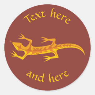 Sticker Rond Lizard tribal Orange